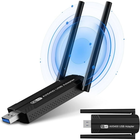 AXE5400 WiFi 6E USB Adapter, USB WiFi Adapter for Desktop PC Laptop Tri-Band Long Range, 6GHz 2402Mbps + 5GHz 2402Mbps + 2.4G 574Mbps Ultra-Low Latency WiFi 6 USB Dongle for Windows 11/10