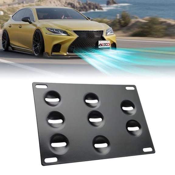 AXECO Tow Hook License Plate Relocator for Lexus GS350 GS460 GS F 2006-2018 Front Bumper Grill Tag Holder Offset No Drilling Black 1 Pack