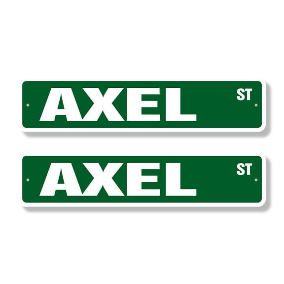 AXEL Classic Street Sign (2 Pack) Childrens Name Room Sign Road Sign | 4" X 18" Aluminum Metal Address Sign