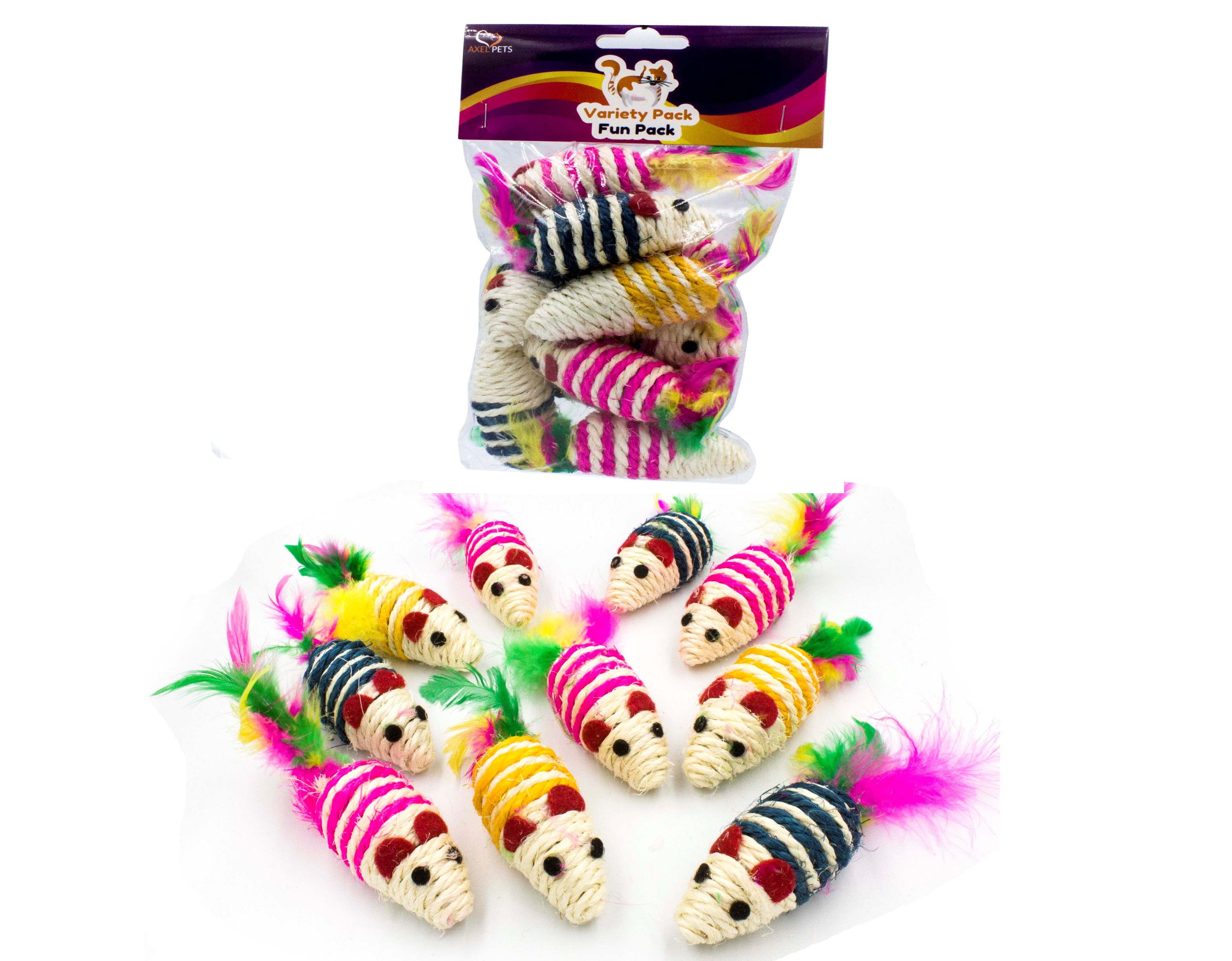 AXEL PETS 10 Sisal Mice with Rattle Sound, Interactive Catch Play ...
