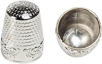 AXEN 4 Pieces Sewing Thimble, Metal Sewing Thimble Finger Protector, Accessories DIY Sewing Tool, Silver