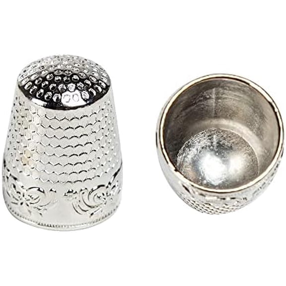 AXEN 4 Pieces Sewing Thimble, Metal Sewing Thimble Finger Protector, Accessories DIY Sewing Tool, Silver