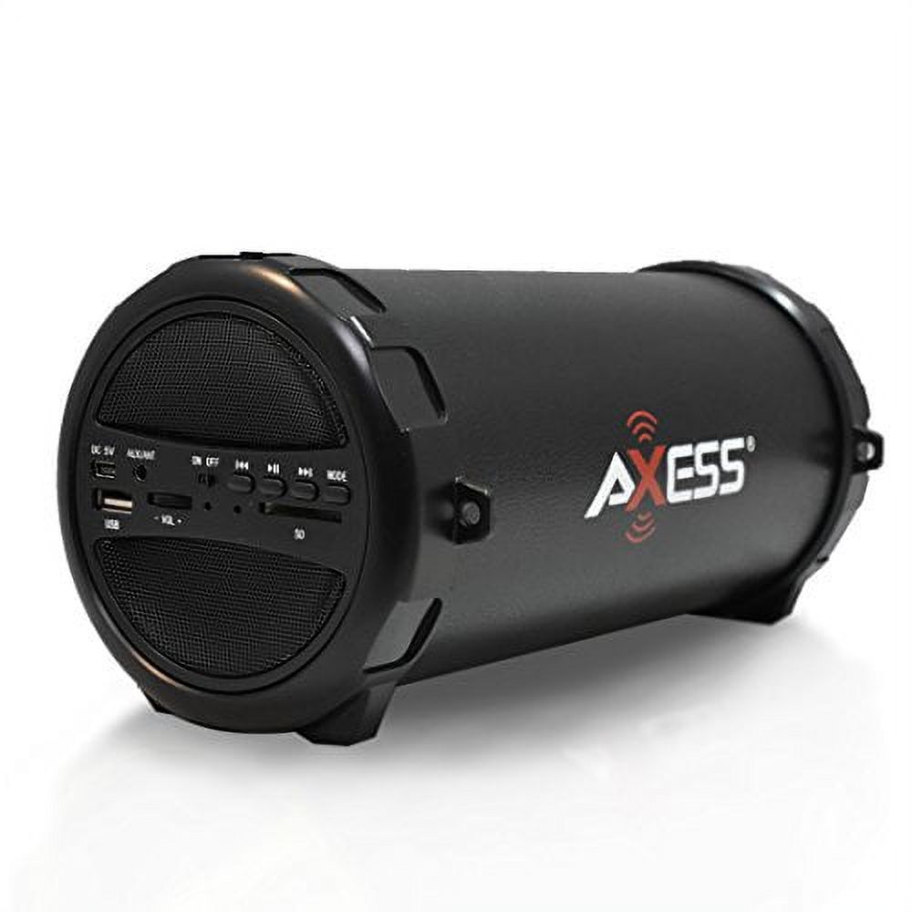 AXESS SPBT1031 Portable Bluetooth Indoor/Outdoor 2.1 Hi-Fi Cylinder Loud Speaker with Built-In 3" Sub and SD Card, USB, AUX Inputs in Black - image 1 of 2