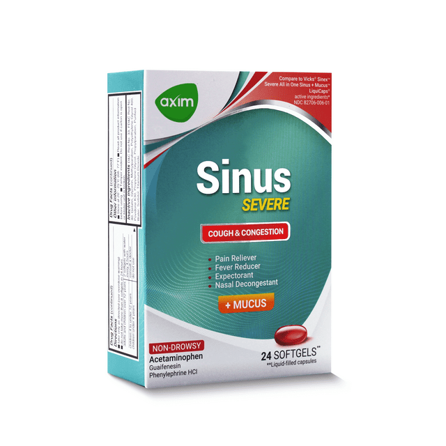 AXIM™ Sinus Severe + Mucus Softgels, NonDrowsy Mucus + Sinus Relief