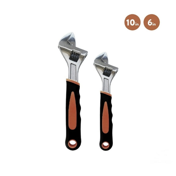AXIS TAU 360 CR-V Adjustable Wrench Set with Ultra Smooth Roller, 6 inch/10 inch-2 Pieces