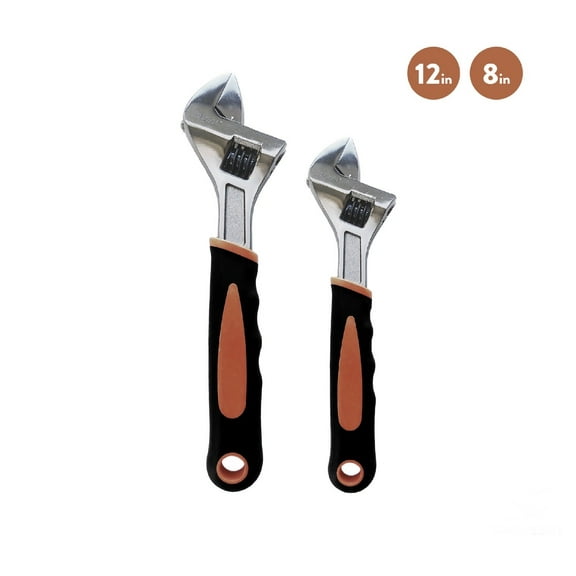 AXIS TAU 360 CR-V Adjustable Wrench Set with Ultra Smooth Roller, 8 inch/12 inch-2 Pieces