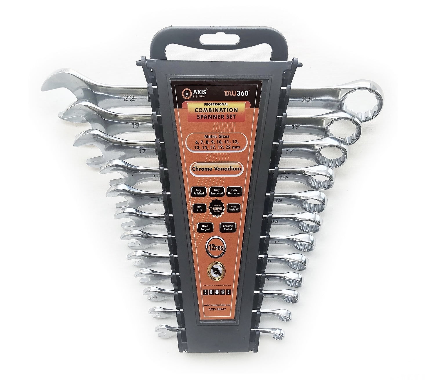 AXIS® TAU360°™ CR-V Metric Combination Wrench Set 6-22mm-12 Pieces