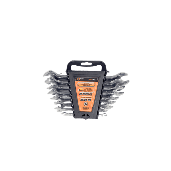 AXIS TAU360 CR-V Metric Double Open End Wrench Set 6x7 - 20x22mm-8 Pieces