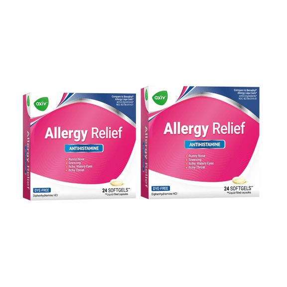 AXIV Allergy Relief Antihistamine with Diphenhydramine 25mg, 2 Pack
