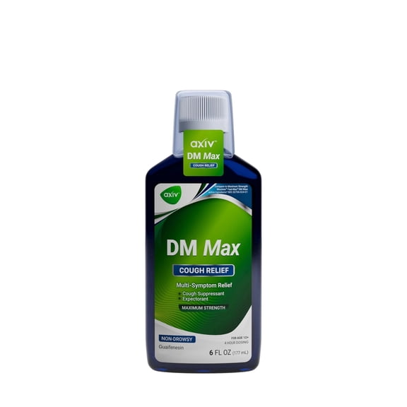 AXIV DM Max Liquid Cough & Cold Medicine For Adults, Cold And Flu Medicine for Excess Mucus Relief, 6 fl oz
