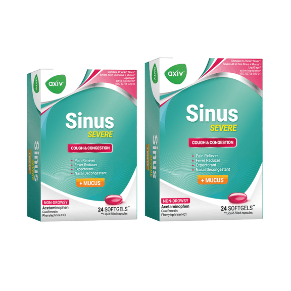 AXIV Sinus Medicine Non-Drowsy Decongestant for Mucus Relief & Headache Relief, 48 Softgels