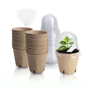 AXKIIN 20 Packs Plant Pots ,Nursery Pots for Plants,3.15 Inch Round Biodegradable Seeding Starter Pots for Planting with 20 Lids and 20 White Labels. Peat Pots for Seedlings,Flower Germination.