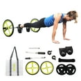 thumbnail image 1 of AXLE Home Workout Bundle with Barbell, Exercise Bar & Bar Clamps, 2 Olympic Wheels, Two 5lb Weights, Foot Anchors, & Squat Bands, Ab Roller & Suspension Trainer in 1 Set with Online Class Access, 1 of 8