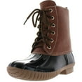 thumbnail image 1 of AXNY DYLAN Women's Lace Up Two Tone Combat Style Calf Rain Duck Boots, 1 of 4