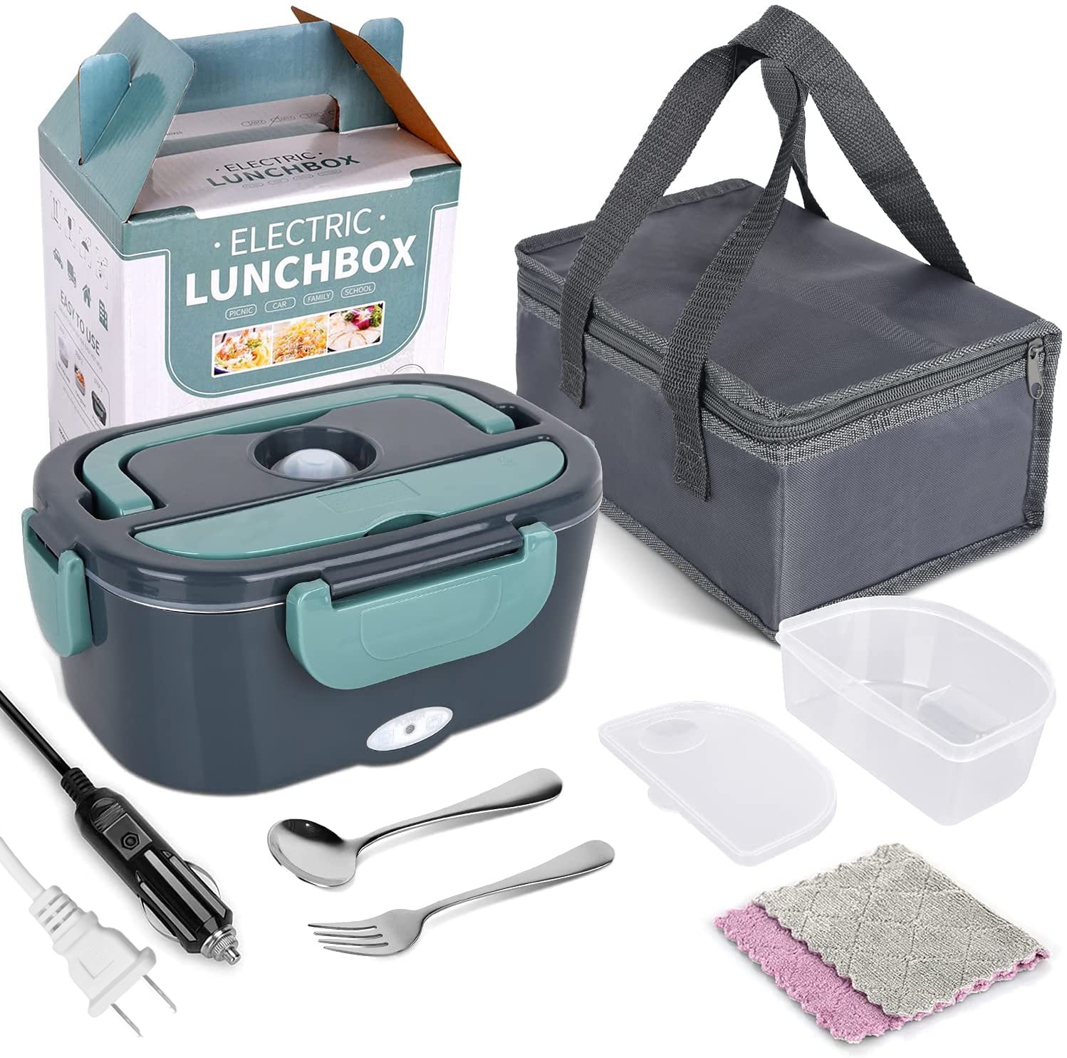 AXOMRFC Electric Lunch Box, Portable Food Warmer Heated Lunch box, Heated Lunch Boxes for Adults, Bento Box Food Heater for Office, Car, Home