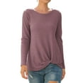 thumbnail image 1 of AXSAY Womens portability Casual Blouse Loose Long Sleeve Twist Knot T Shirts Round neck Knit Tops (2XL,Mauve Red), 1 of 7