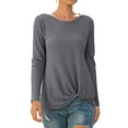 thumbnail image 1 of AXSAY Womens portability Casual Blouse Loose Long Sleeve Twist Knot T Shirts Round neck Knit Tops (M, Dark Grey), 1 of 7