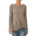 thumbnail image 1 of AXSAY Womens portability Casual Blouse Loose Long Sleeve Twist Knot T Shirts Round neck Knit Tops (XL, Beige), 1 of 7