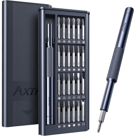 AXTH 25-in-1 Small Precision Screwdriver Set, Professional Magnetic Mini Repair Tool Kit for Phone, Computer, Watch, Laptop, Macbook, Ring Doorbell, Eyeglass, Electronic, [Bearing Steel] Screw Driver