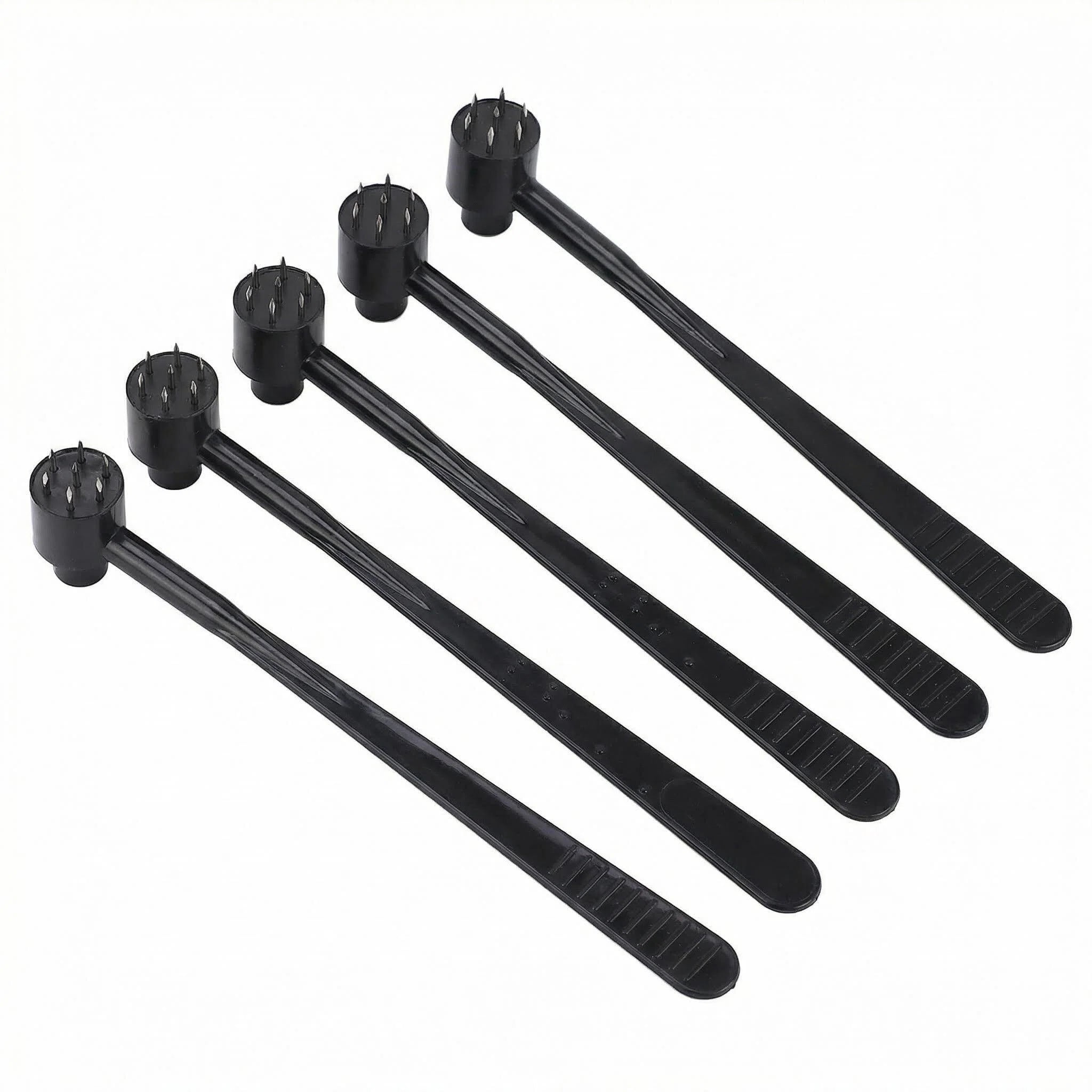 AXTQH 5PCS Plum Blossom Dermal Hammer Set, Single-Sided Seven-Star Needles with Flexible ABS Handle and Stainless Steel Tips, Professional Dermal Needle for Industry , Black
