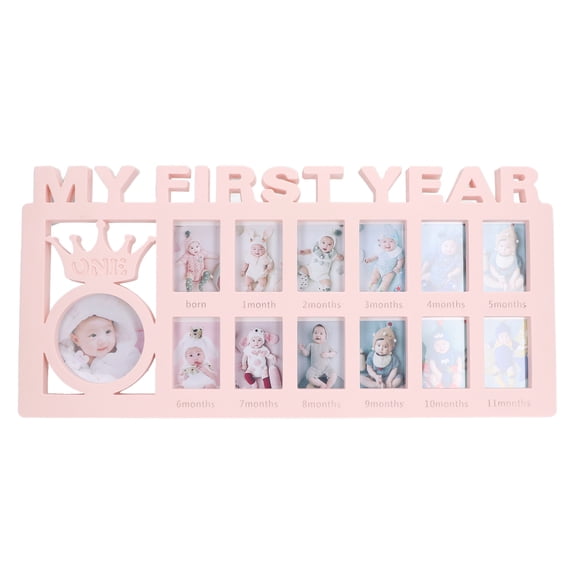 AXTQH Newborn Photo Frame Set For Baby's First 12 Months With Stand Pink