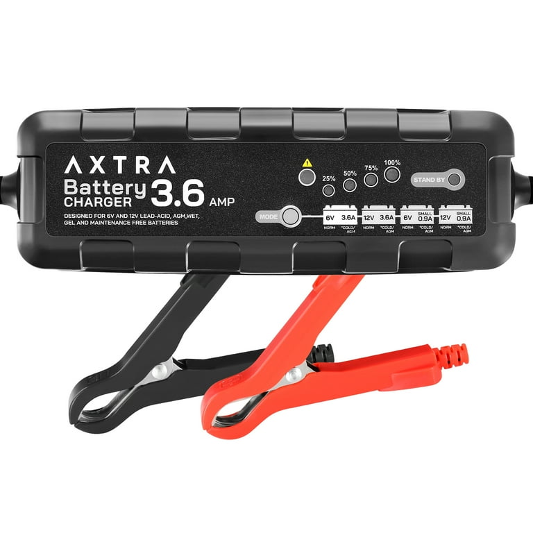 AXTRA 6V and 12V Car Battery Charger, 3.6-Amp Fully-Automatic Smart Battery  Maintainer for Car, SUV, Truck, Motorcycle, Boat, RV, Lawn Tractors, ATV -  (Lead Acid, AGM, Sealed, GEL, SLA, Flooded) 