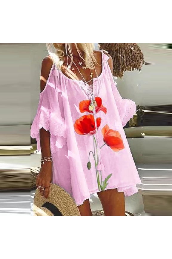 1950s Dresses for Women,Short Sleeve V-Neck Sexy Oversize Bag Hip Dress Beach Dresses for Women(New Arrival)