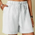 thumbnail image 1 of AXXD Athletic Shorts,Cotton Linen Shorts Solid Color Comfortable Elastic Wide Leg Shorts Biker Shorts Women White 8, 1 of 8