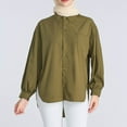 thumbnail image 1 of AXXD Basic Blouses for Women Business Casual Summer 2024 Solid Color Lapel Casual Long-Sleeved Pocket Shirt, 1 of 5