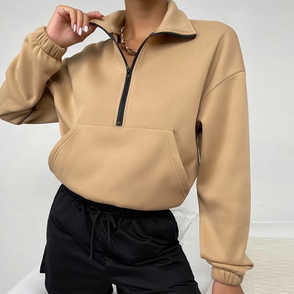 AXXD Basic Fashion Tops for Women Trendy Summer 2024 Casual Lapel Neck Long Sleeve Loose T-Shirt Blouse Pullover Tops