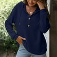 thumbnail image 1 of AXXD Hoodies for Women,Solid Color Knitted Pullover Button Top Hoodie, 1 of 7
