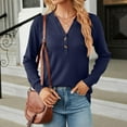 thumbnail image 1 of AXXD Basic Ladies Tops And Blouses 2024 Solid Colored V-neck Long Sleeve Textured Fallow Jacket Tops Blouse, 1 of 3
