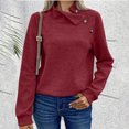 thumbnail image 1 of AXXD Basic Plus Size Shirts for Women Summer 2024 Turtle Necks Trendy Pullover Button Tops Long Sleeve Comfortable Blouse Sweatshirt, 1 of 9
