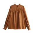 thumbnail image 1 of AXXD Basic Shirts for Women Trendy Summer 2024 Temperament StUp Collar Bubble Sleeve Commuting Style Solid Color Shirt Top, 1 of 7