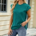 thumbnail image 1 of AXXD Basic Spring Tops for Women 2024 Loose Summer Solid Lace V-neck Bubble Short Sleeve Solid T-shirt Top, 1 of 4