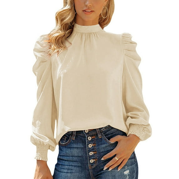 AXXD Basic Sweatshirts for Women Loose Fit Summer 2024 Trendy Round-Neck Long Sleeve Solid Casual T- Shirt Blouse Tops