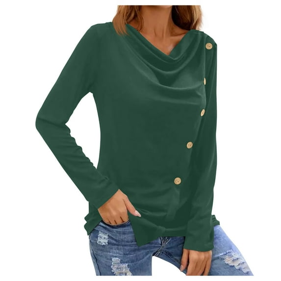 AXXD Basic Sweatshirts for Women Trendy Summer 2024 Ladies Solid Color Long Sleeve Short Shirt Blouse Tops