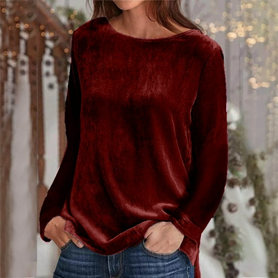 AXXD Basic Sweatshirts for Women Trendy Summer 2024 Pullove Solid Long Sleeve Casual Shirt Blouse Tops