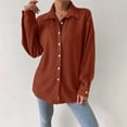 thumbnail image 1 of AXXD Basic T Shirts for Women Summer 2024 Trendy Casual Long Sleeve Pocket Turndown Collar Button Shirt Tops, 1 of 8