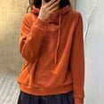 thumbnail image 1 of AXXD Basic Work Blouses for Women Summer 2024 New Loose Casual Pullover Vintage Hooded Solid Color Hoodie Top, 1 of 6