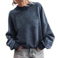 thumbnail image 1 of AXXD Basic Work Blouses for Women Summer 2024 New Solid Color Sweater Casual Loose Pullover Crew Neck Long Sleeve Top, 1 of 5