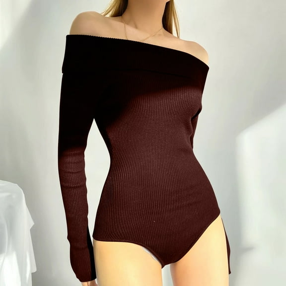 AXXD Basic Work Shirts for Women Summer 2024 Long Sleeved Solid Color Elastic Slim Fitting Jumpsuit And Jumpsuit