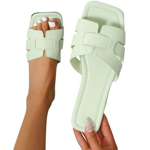 AXXD Beach Sandals for Women Summer Flat Rectang Toe Sandals Solid Color Open Toe Non Slip Versatile Mothers Day