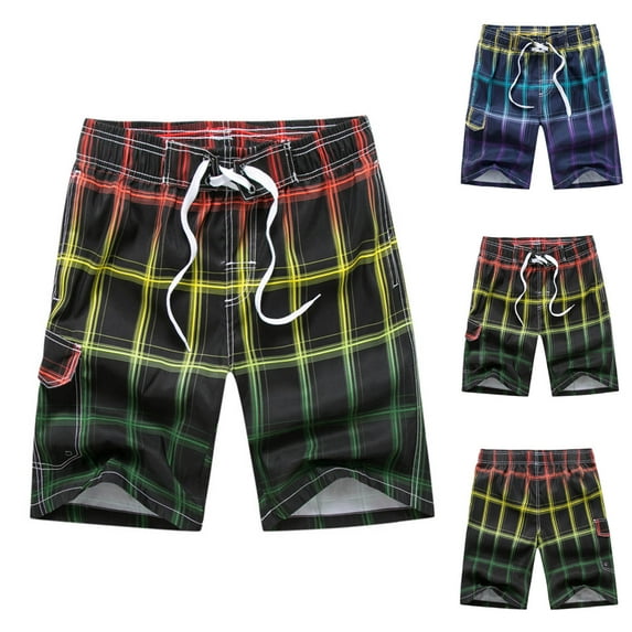 AXXD Beach Shorts For Men Summer Hawaiian Shorts with Pocket Elastic Waist Drawstring Capris Home Holiday Surfing Shorts Clearance