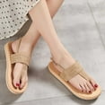 thumbnail image 1 of AXXD Beige Sandals for Women Summer Flat Sandals Rope Open Toe Shoes Woven Sandals, 1 of 6
