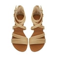 thumbnail image 1 of AXXD Beige Sandals for Women Summer Slope Heel Woven Sandals Versatile Oversized Buckle Roman Shoes, 1 of 9