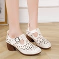 thumbnail image 1 of AXXD Beige Sandals for Women Summer Soft Faced Thick Heeled Shoes Comfortable Hollow Out Buckle Sandals, 1 of 6
