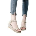 thumbnail image 1 of AXXD Beige Wedge Sandals for Women 6.5 New Knitted Round Toe Bow Knot Fish Mouth Sandals High Heel Summer Casual, 1 of 9