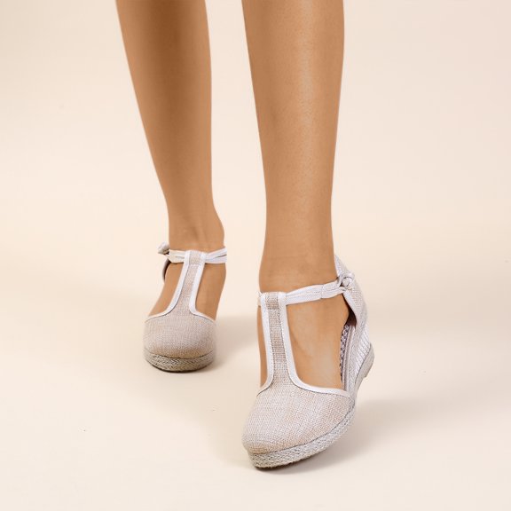 AXXD Beige Wedge Sandals for Women Sandals Closed Toe Buckle Strap Comfortable Casual Summer Platforms