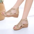 thumbnail image 1 of AXXD Beige Wedge Sandals for Women Summer Fish Mouth Rhinestone Hollow Out Sandals Back Zipper Heels Sandals, 1 of 5